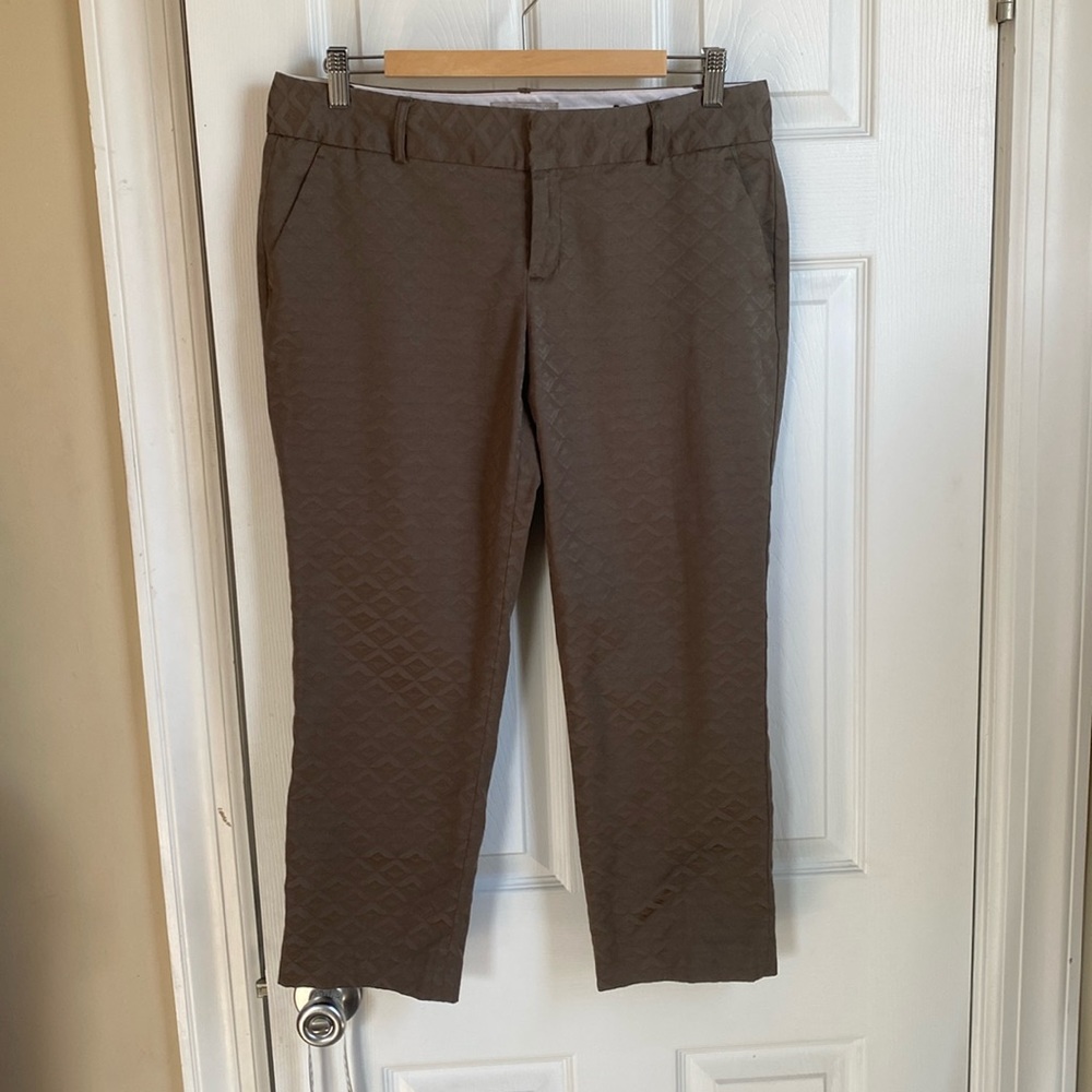 Banana Republic Martin fit cropped green jacquard dress pants size 10P